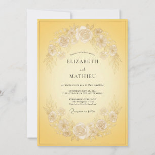 Convites Casamento Floral Romântico Douradinha