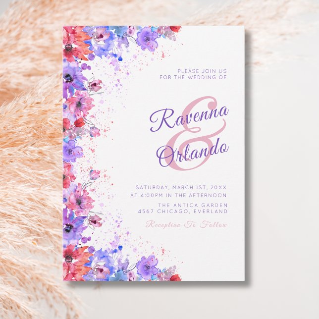 Convites Casamento Floral Romântico Flor de Campo Pastel (Criador carregado)