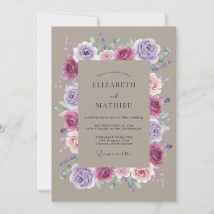 Convites Casamento Floral Romântico Lavanda Ameixa