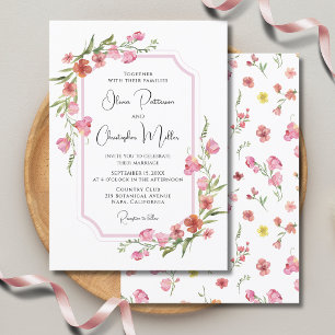 Convites Casamento Floral Romântico por Aquarela Elegante