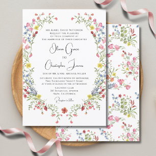 Convites Casamento Floral Romântico por Aquarela Elegante