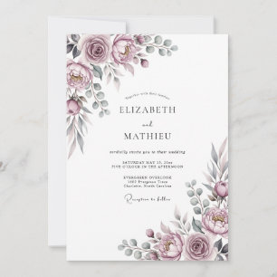 Convites Casamento Floral Romântico Rosa