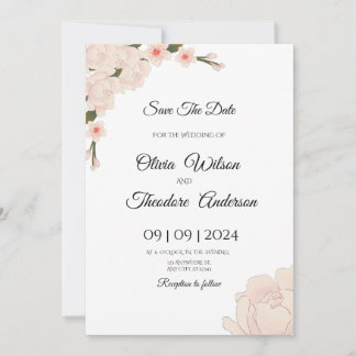 Convites Casamento Floral Romântico Rosa Elegante Salva A D