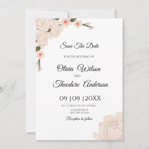 Convites Casamento Floral Romântico Rosa Elegante Salva A D