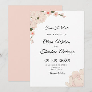 Convites Casamento Floral Romântico Rosa Elegante Salva A D