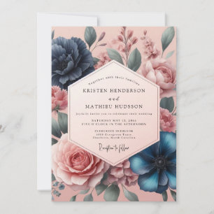 Convites Casamento Floral Romântico Rosa Empoeirada