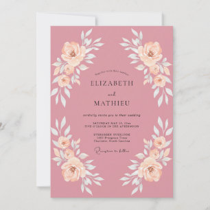 Convites Casamento Floral Romântico Rosa Rubor