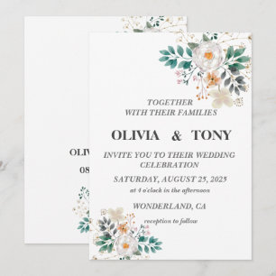 Convites Casamento Floral Romântico Simples