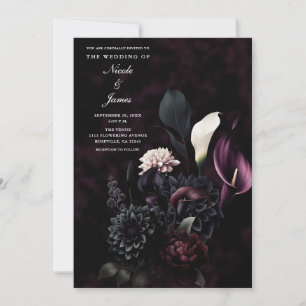 Convites Casamento Floral Romântico Sombrio