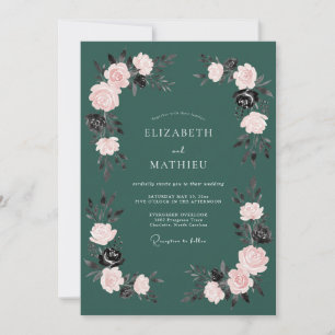 Convites Casamento Floral Romântico Turquesa