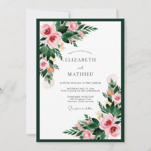 Convites Casamento Floral Romântico Verde Floresta