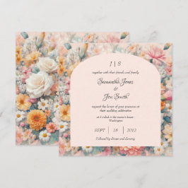Convites Casamento floral rosa