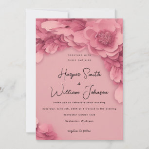 Convites casamento floral rosa 3d