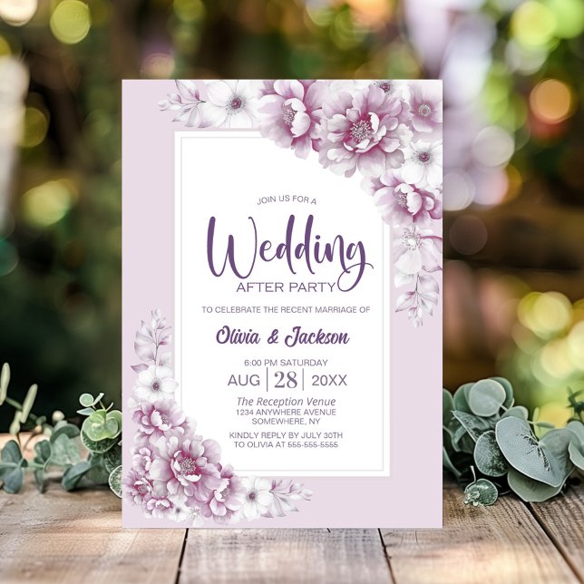 Convites Casamento Floral Rosa Após Festa (Criador carregado)