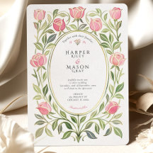 Casamento Floral Rosa Art Nouveau Elegante