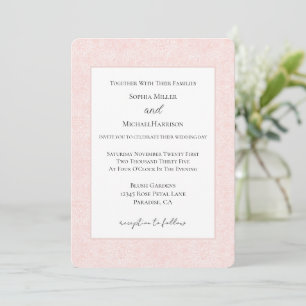 Convites Casamento Floral Rosa Bege