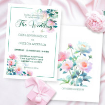 Casamento Floral Rosa Bege com Aquarela Suave