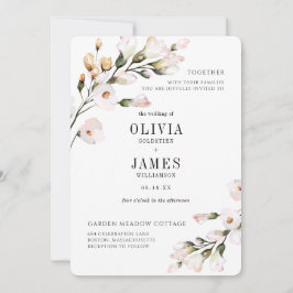 Convites Casamento Floral Rosa Bege Elegante