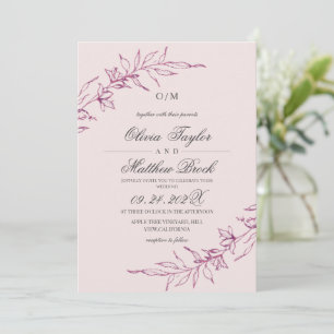 Convites Casamento Floral Rosa Bege Moderno & Elegante