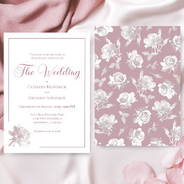 Convites Casamento Floral Rosa Bege Romântico