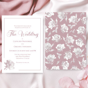 Convites Casamento Floral Rosa Bege Romântico