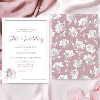 Convites Casamento Floral Rosa Bege Romântico
