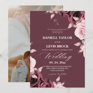 Convites Casamento Floral Rosa Bege Rosa Blush