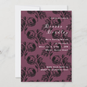 Convites Casamento Floral Rosa Borgonha
