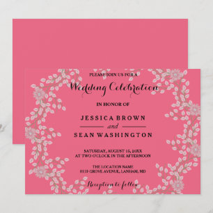 Convites Casamento Floral Rosa Chic e Pérolas