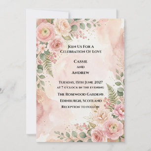 Convites Casamento Floral Rosa Choque