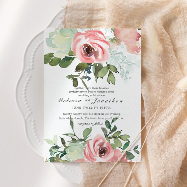 Convites Casamento Floral Rosa Claro e Casca de Ovo (Criador carregado)