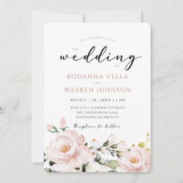 Convites Casamento Floral Rosa Cor-de-Rosa