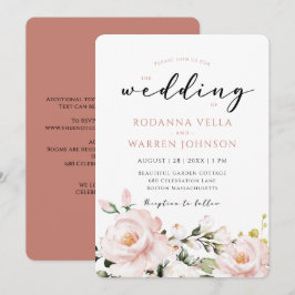 Convites Casamento Floral Rosa Cor-de-Rosa