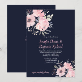 Convites Casamento Floral Rosa Corado |