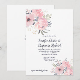 Convites Casamento Floral Rosa Corado |