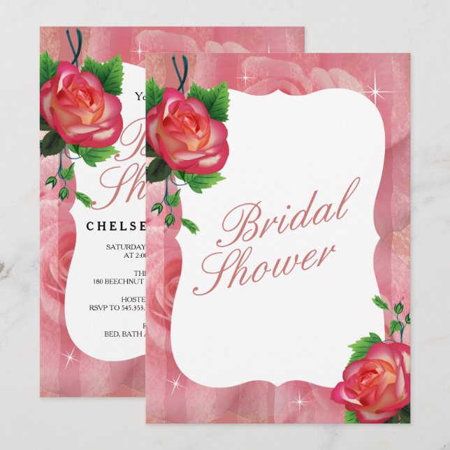 Convites Casamento Floral Rosa da Vitória (Frente/Verso)