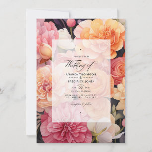 Convites Casamento Floral Rosa e Pêssego