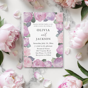 Convites Casamento Floral Rosa e Roxo Boho