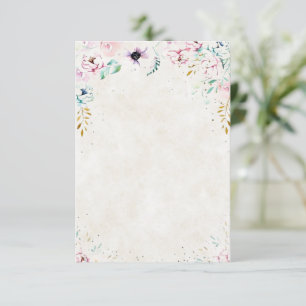Convites Casamento floral rosa e roxo bonito em branco  