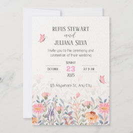 Convites Casamento Floral Rosa e Verde