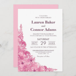 Convites Casamento Floral Rosa Elegante