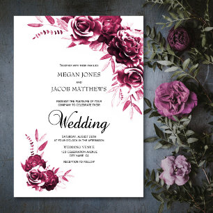 Convites Casamento Floral Rosa Elegante