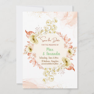 Convites Casamento floral rosa elegante salvar o dia do con