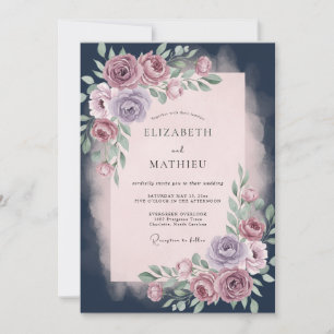 Convites Casamento Floral Rosa Empoeirado