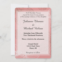 Convites Casamento Floral Rosa Escrito