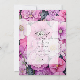Convites Casamento Floral Rosa Fondant