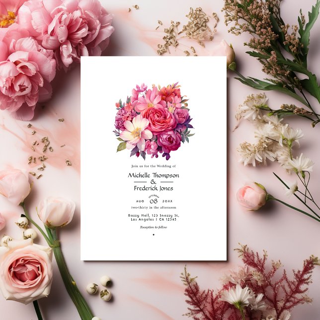 Convites Casamento Floral Rosa Fondant (Criador carregado)