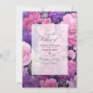 Convites Casamento Floral Rosa-Lavanda e Quase-Mauve