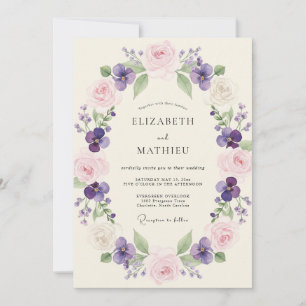 Convites Casamento Floral Rosa Lavanda Primavera