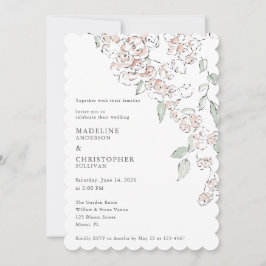Convites Casamento Floral Rosa Mínimo